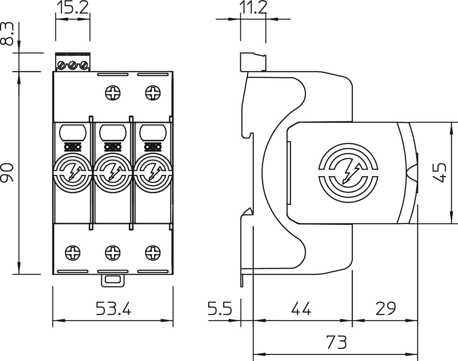 Descarregador combinado V50 3 polos com sinalização remota 385V Poliamida – Imagem 2 de 3