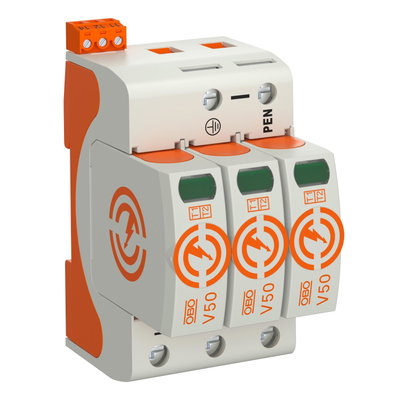 Descarregador combinado V50 3 polos com sinalização remota 385V Poliamida