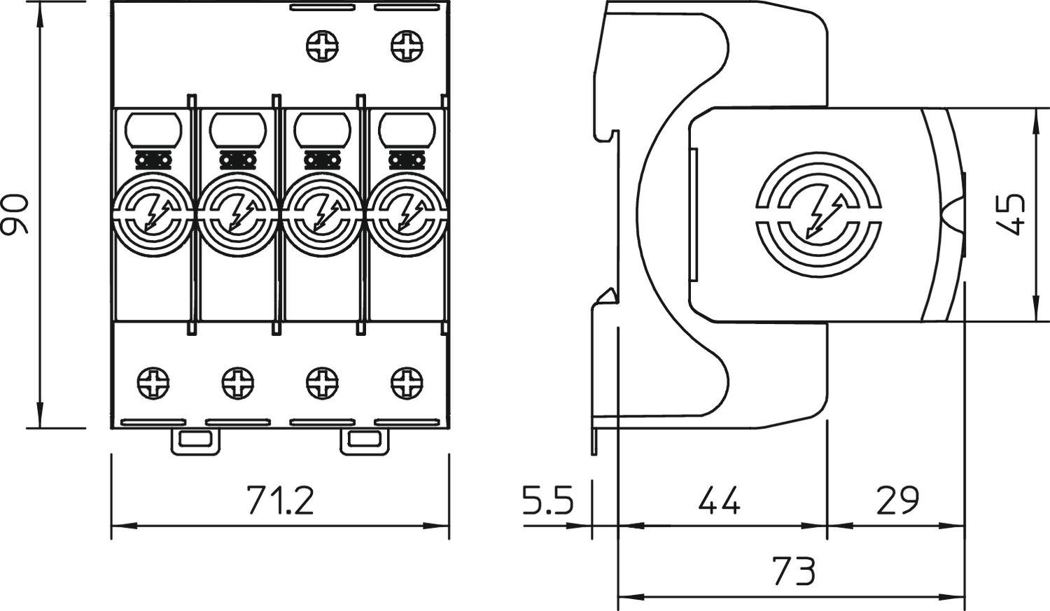 Descarregador combinado V50 3 polos com NPE 385V Poliamida – Imagem 2 de 3