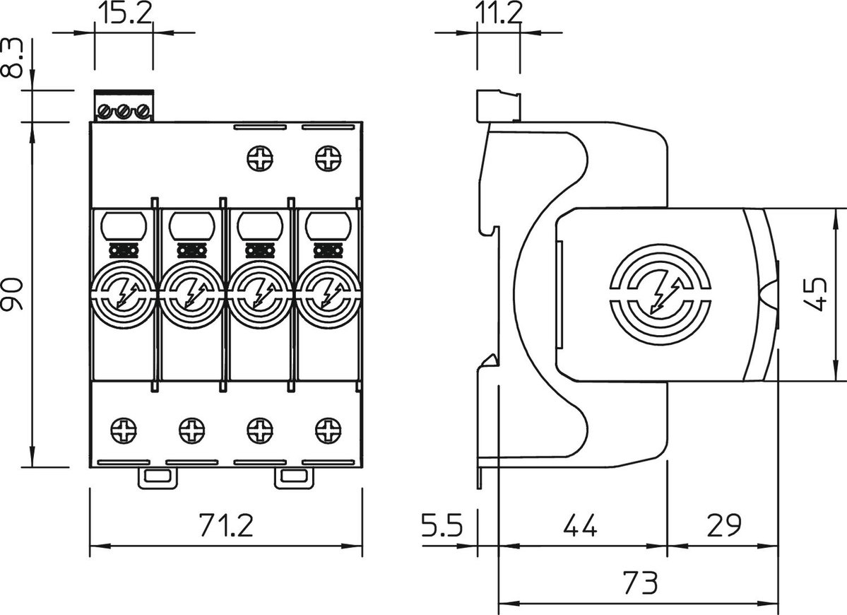 Descarregador combinado V50 3 polos com NPE + sinal remoto 385V Poliamida – Imagem 2 de 3