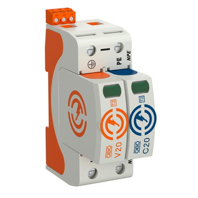 Descarregador sobretensões V20 1 polo com NPE + sinal remoto 280V