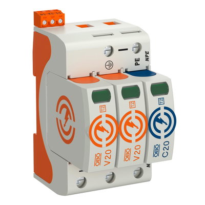 Descarregador sobretensões V20 2 polos com NPE + sinal remoto 280V