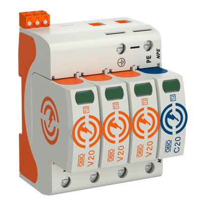 Descarregador sobretensões V20 3 polos com NPE + sinal remoto 280V