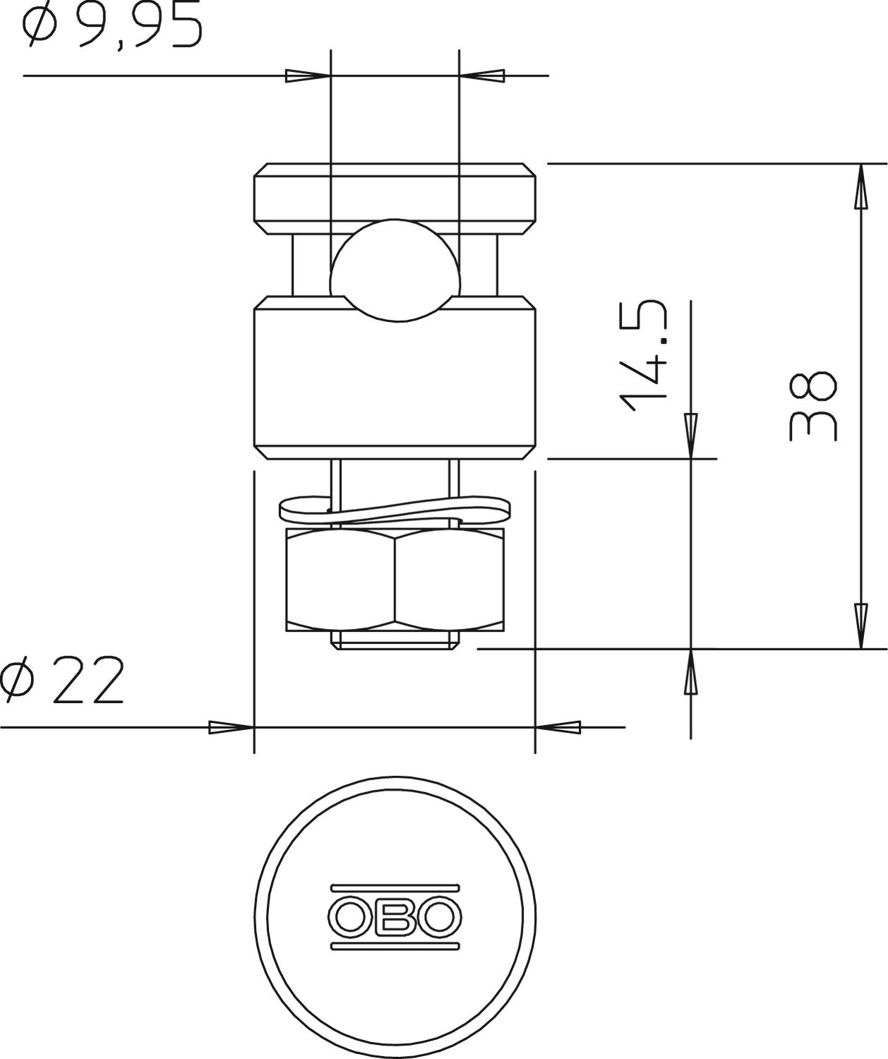 Conector para cabo de terras 8-10mm Aço inoxidável, livre de ferrugem A2 1.4301 – Imagem 2 de 3