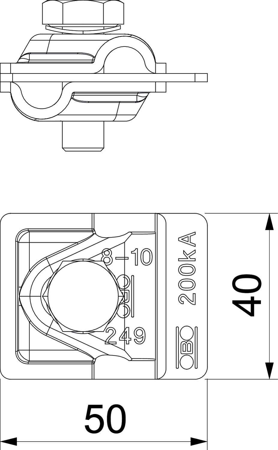 União rápida 200kA Vario 50x40mm Aço inoxidável, livre de ferrugem A2 1.4301 – Imagem 2 de 3