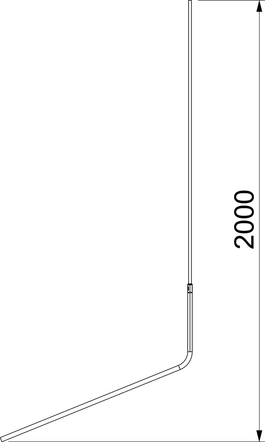 Tubular interception rod angled 2000 Alumínio – Imagem 2 de 2