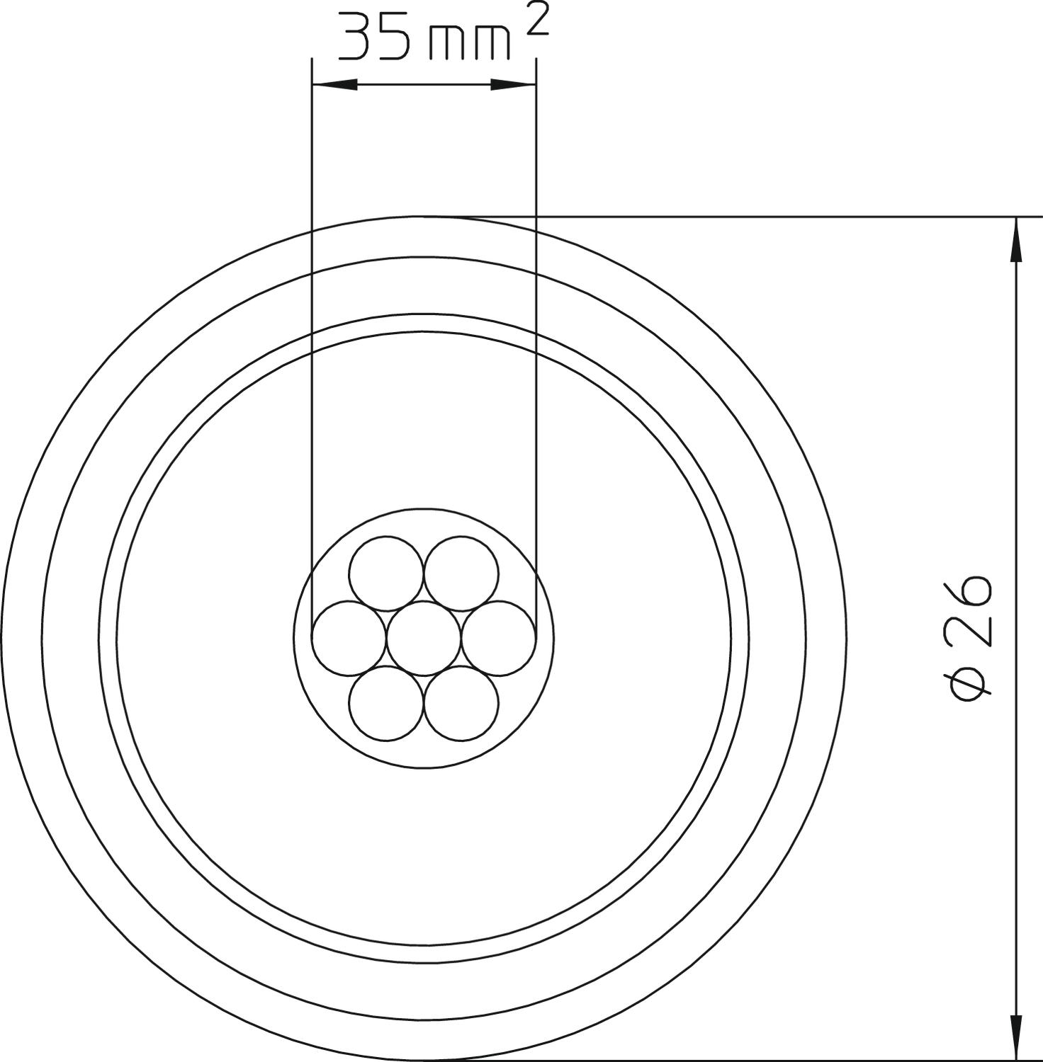 Cabo isolado Rolo de 100 m Ø26mm cinzento claro – Imagem 2 de 3