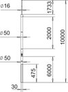 Haste captora isolada para cabo isCon, interior 10000mm Plástico reforçado com fibra de vidro