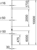 Haste captora isolada para cabo isCon, interior 10000mm Plástico reforçado com fibra de vidro