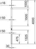 Haste captora isolada+saída para cabo isCon, interior 4000mm Plástico reforçado com fibra de vidro