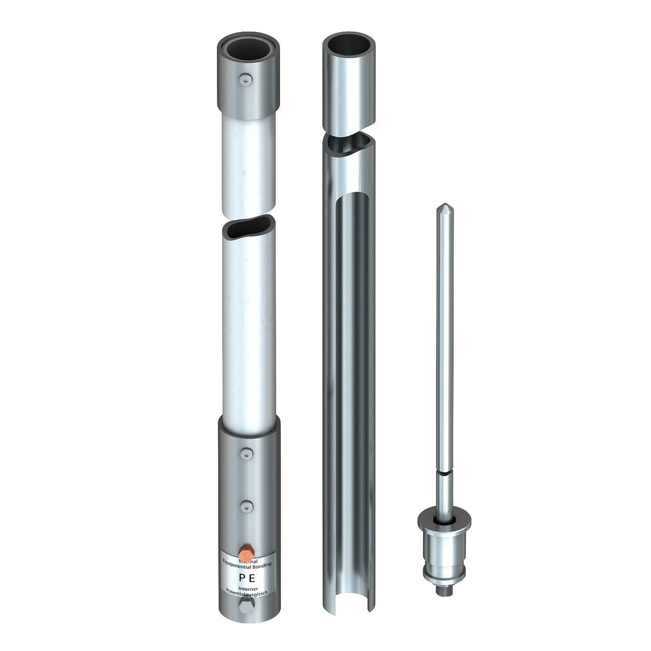 Haste captora isolada+saída para cabo isCon, interior 6000mm Plástico reforçado com fibra de vidro