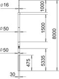 Haste captora isolada+saída para cabo isCon, interior 8000mm Plástico reforçado com fibra de vidro