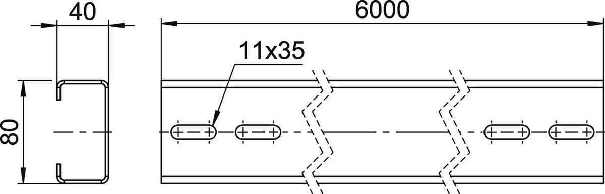 Universal truss profile for free-standing system 40x80x6000 Aço Galvanizado por imersão a quente após maquinação – Imagem 2 de 2