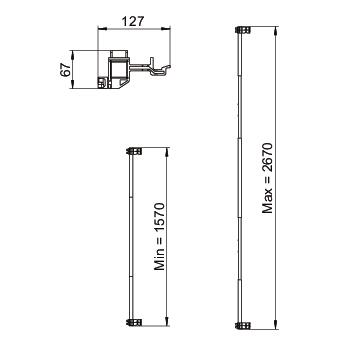 Distance gauge for flat roof system 1570x127x67 Alumínio polido – Imagem 2 de 2