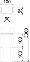 C.cabos varão grandes vãos SGR 55x100x3000 Aço inoxidável, livre de ferrugem A2 1.4301 brilhante, pós-tratamento aço inoxidável