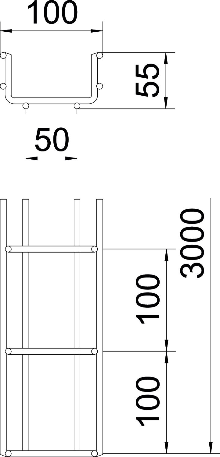 C.cabos varão grandes vãos SGR 55x100x3000 Aço inoxidável, livre de ferrugem A2 1.4301 brilhante, pós-tratamento aço inoxidável – Imagem 2 de 4