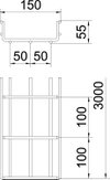 C.cabos varão grandes vãos SGR 55x150x3000 Aço inoxidável, livre de ferrugem A2 1.4301 brilhante, pós-tratamento aço inoxidável
