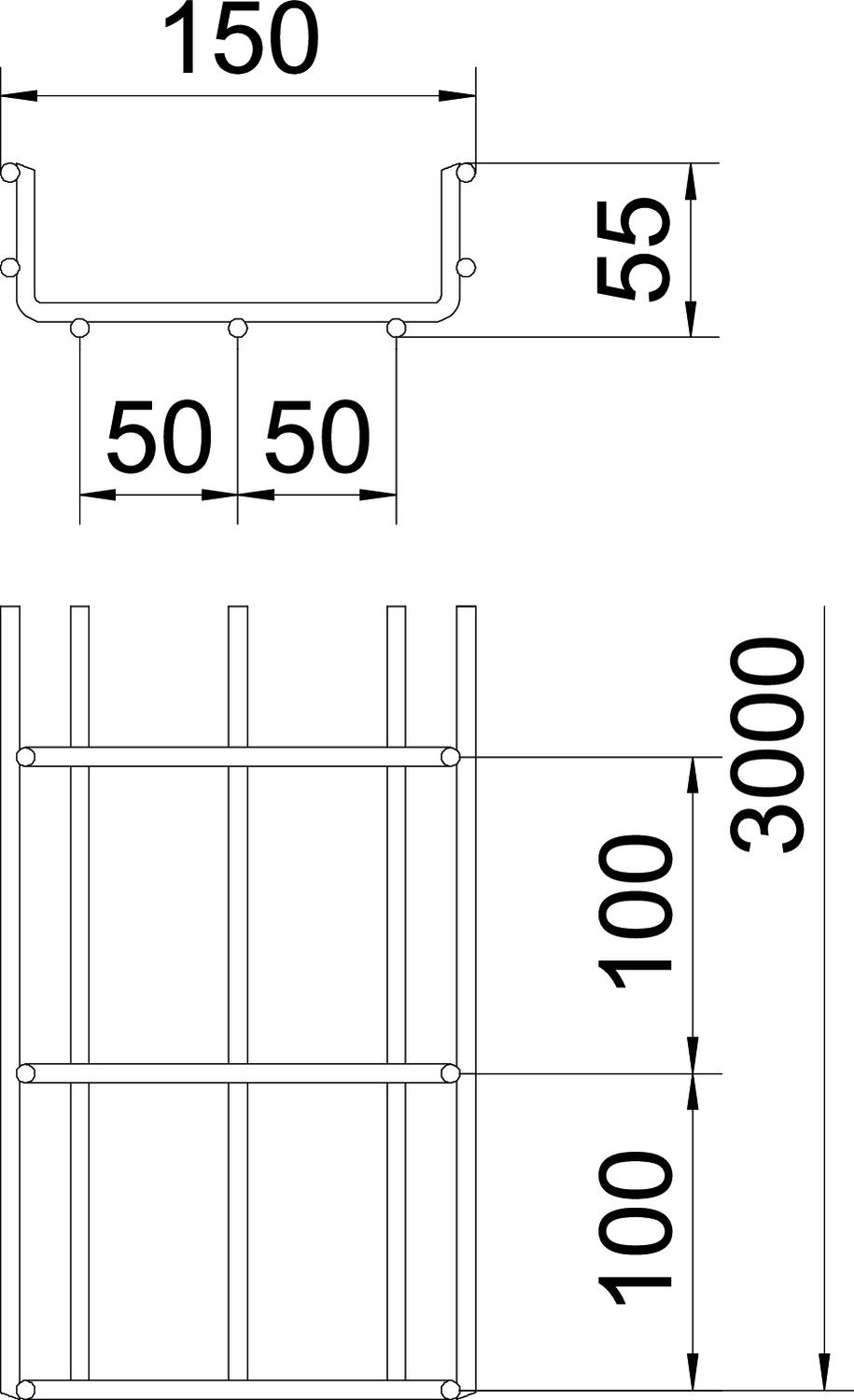 C.cabos varão grandes vãos SGR 55x150x3000 Aço inoxidável, livre de ferrugem A2 1.4301 brilhante, pós-tratamento aço inoxidável – Imagem 2 de 4