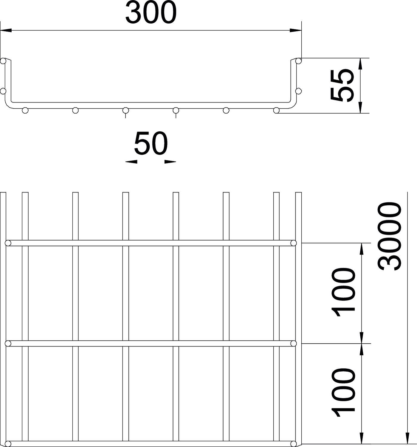 C.cabos varão grandes vãos SGR 55x300x3000 Aço inoxidável, livre de ferrugem A2 1.4301 brilhante, pós-tratamento aço inoxidável – Imagem 2 de 4