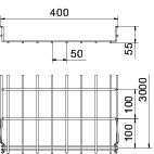 Caminho de cabos em varão GRM 55x400x3000 Aço inoxidável, livre de ferrugem A2 1.4301 brilhante, pós-tratamento aço inoxidável – Imagem 2 de 5