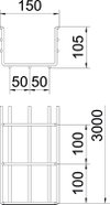 C.cabos varão grandes vãos SGR 105x150x3000 Aço inoxidável, livre de ferrugem A2 1.4301 brilhante, pós-tratamento aço inoxidável