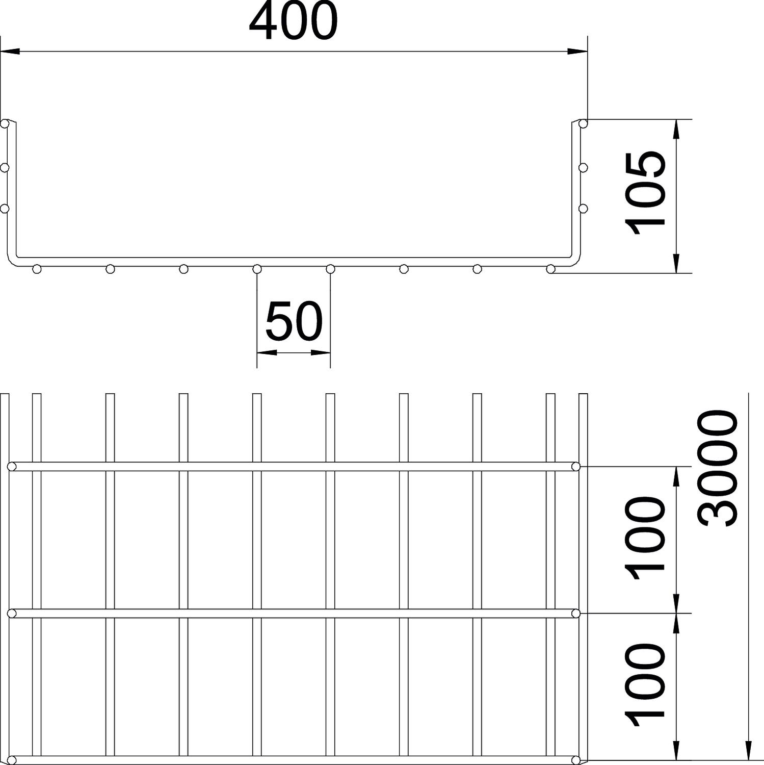 C.cabos varão grandes vãos SGR 105x400x3000 Aço inoxidável, livre de ferrugem A2 1.4301 brilhante, pós-tratamento aço inoxidável – Imagem 2 de 4
