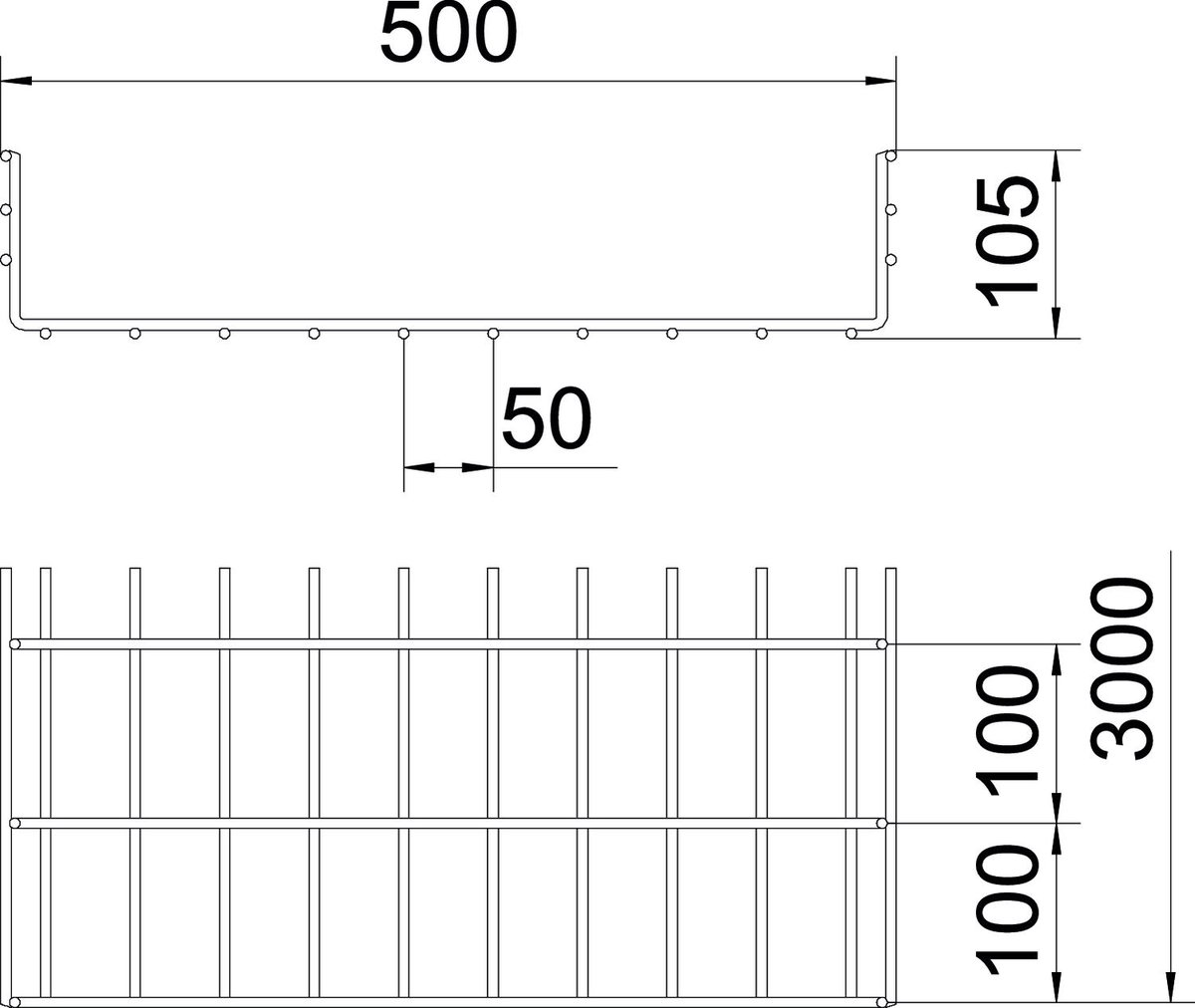 C.cabos varão grandes vãos SGR 105x500x3000 Aço inoxidável, livre de ferrugem A2 1.4301 brilhante, pós-tratamento aço inoxidável – Imagem 2 de 4