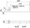 Clamping piece for horizontal application 368x44x40 Aço inoxidável, livre de ferrugem A2 1.4301 brilhante, pós-tratamento aço inoxidável