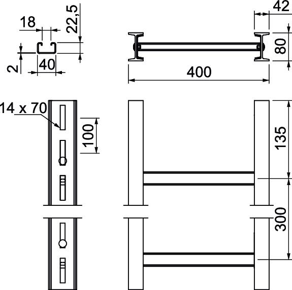 Escada vertical Distância entre degraus 300mm 400x3000mm Aço Galvanizado por imersão a quente após maquinação zinco – Imagem 2 de 5