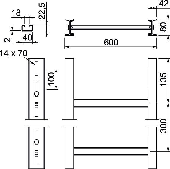 Escada vertical Distância entre degraus 300mm 600x3000mm Aço Galvanizado por imersão a quente após maquinação zinco – Imagem 2 de 5