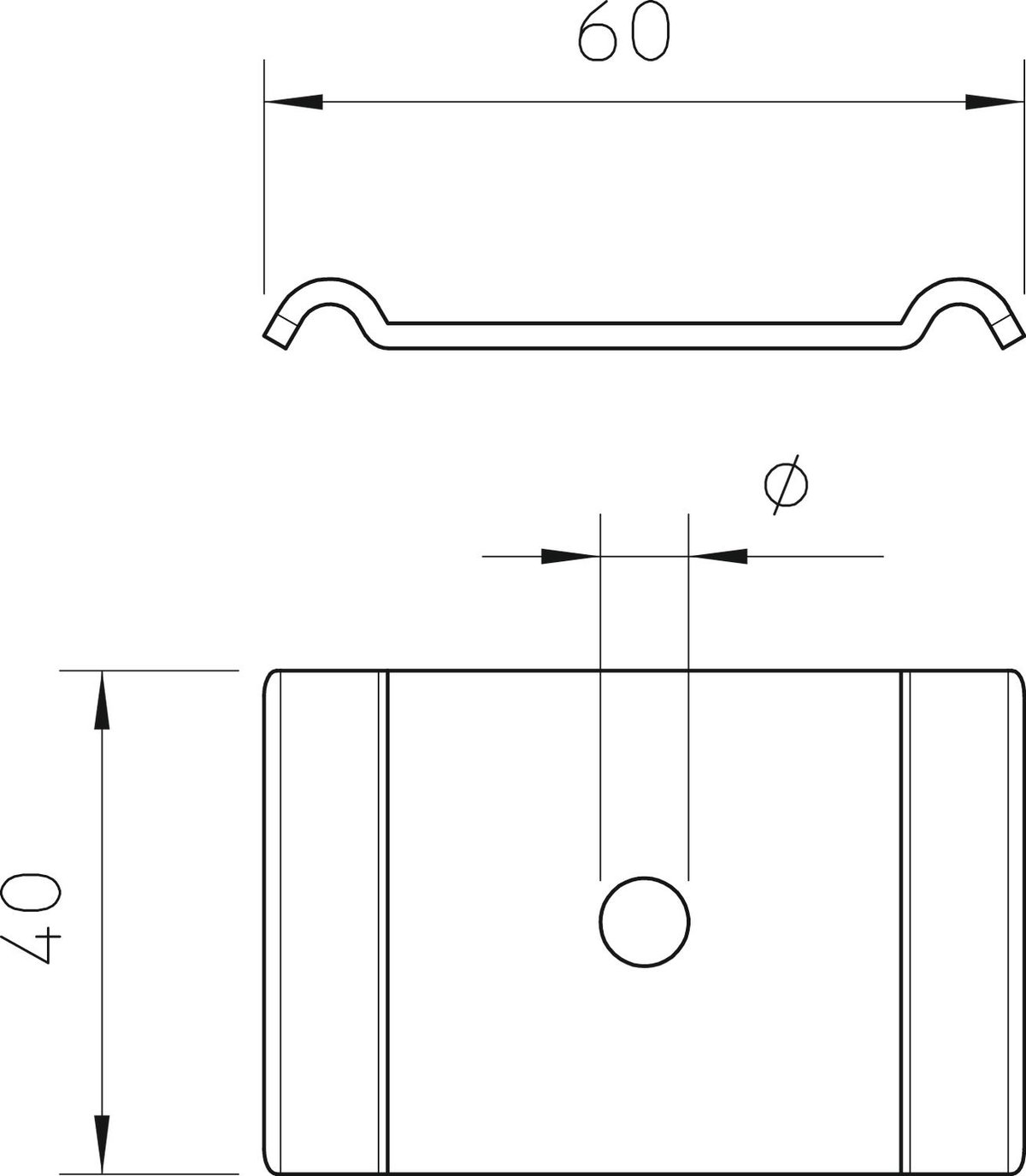 Peça de aperto para parafuso M10 60x40 Aço galvanizado pelo método Sendzimir zinco – Imagem 2 de 4
