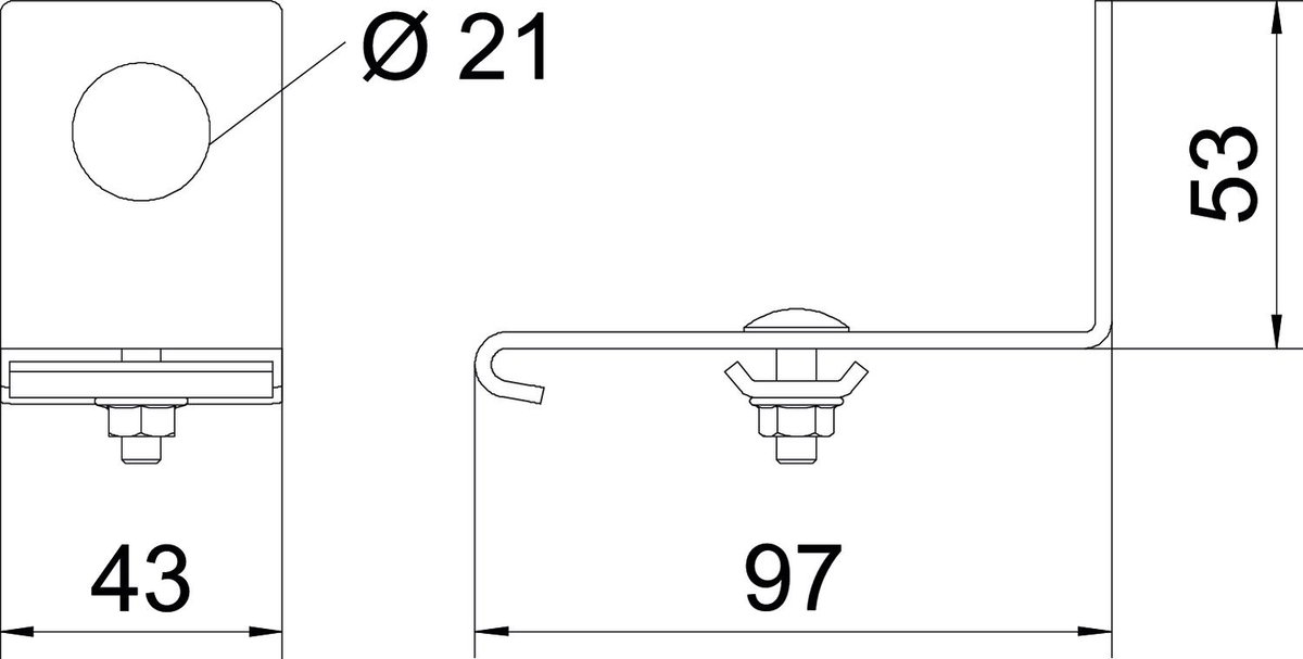 Suporte de suspensão lateral para bucim M20 Aço galvanizado pelo método Sendzimir zinco – Imagem 2 de 4