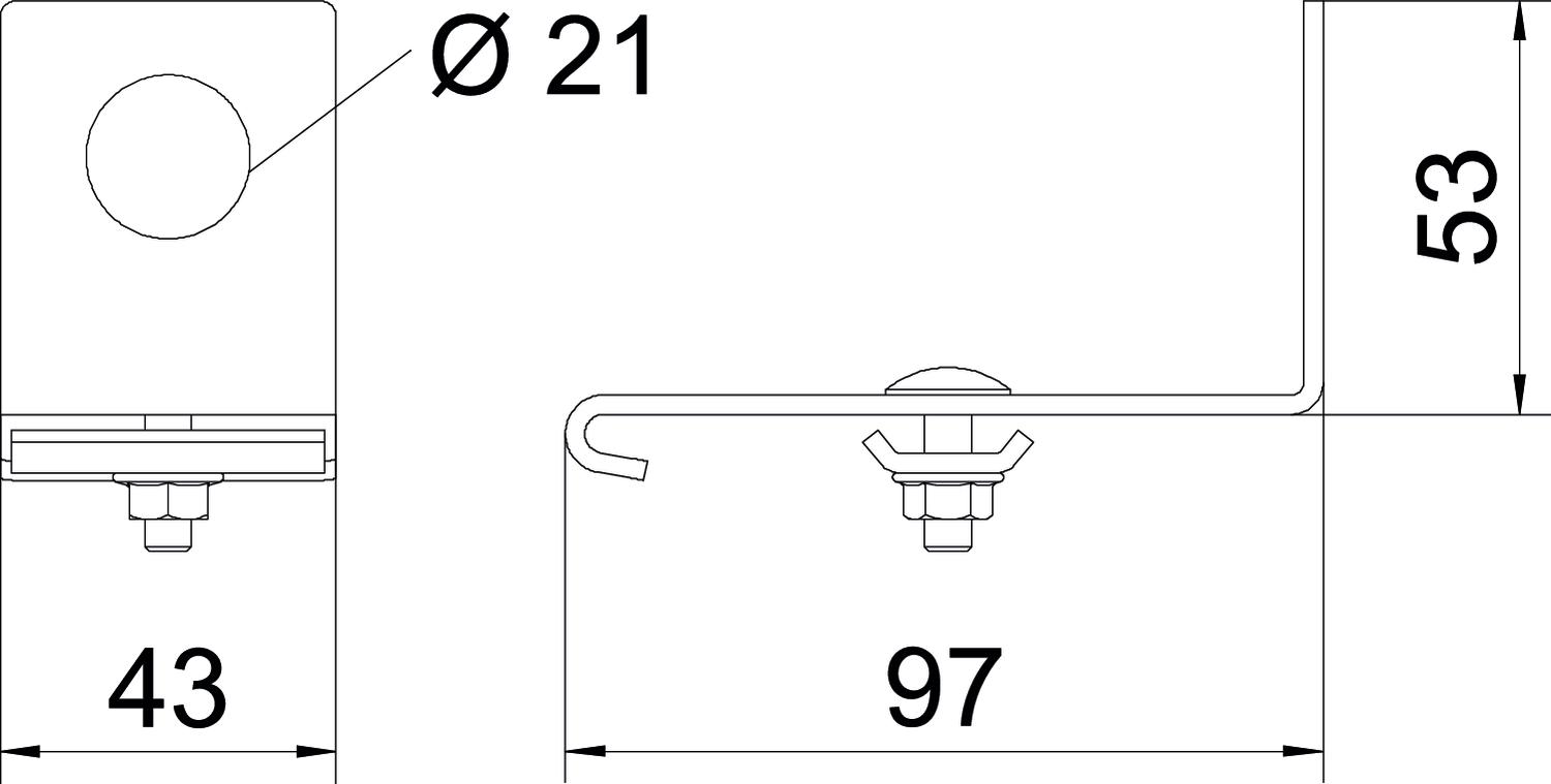 Suporte de suspensão lateral para bucim M20 Aço galvanizado pelo método Sendzimir zinco – Imagem 2 de 4