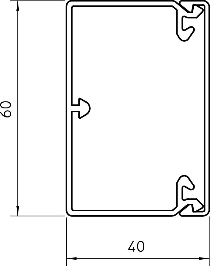 Calha com base perfurada 2000x60x40 Policloreto de vinilo preto RAL 9005 – Imagem 2 de 2