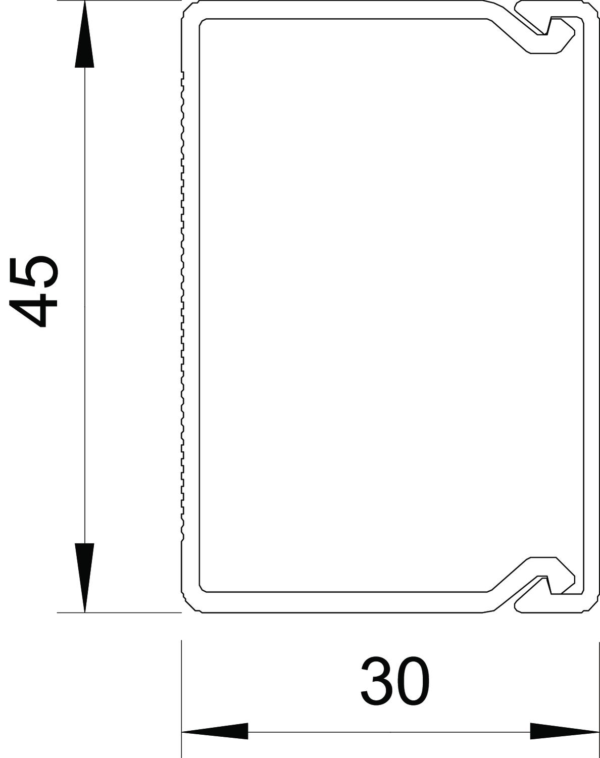 Calha com base perfurada 30x45x2000 Policloreto de vinilo cinzento pedra RAL 7030 – Imagem 2 de 3