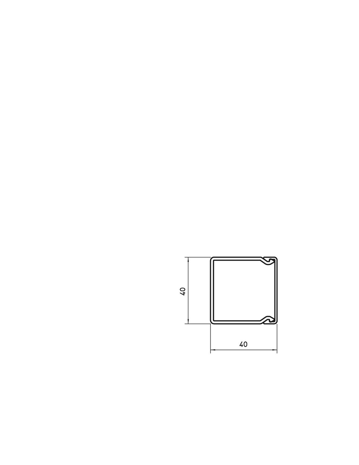 Calha com base perfurada 40x40x2000 Policloreto de vinilo cinzento claro RAL 7035 – Imagem 2 de 3