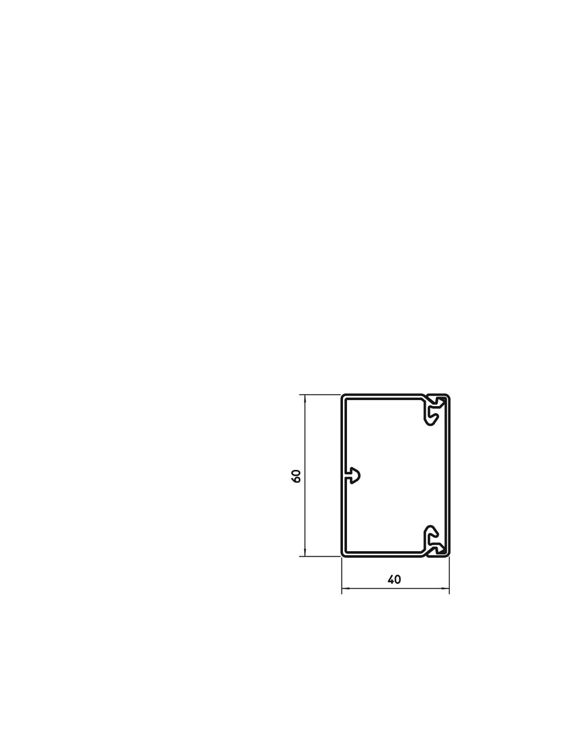 Calha com base perfurada 40x60x2000 Policloreto de vinilo cinzento claro RAL 7035 – Imagem 2 de 3