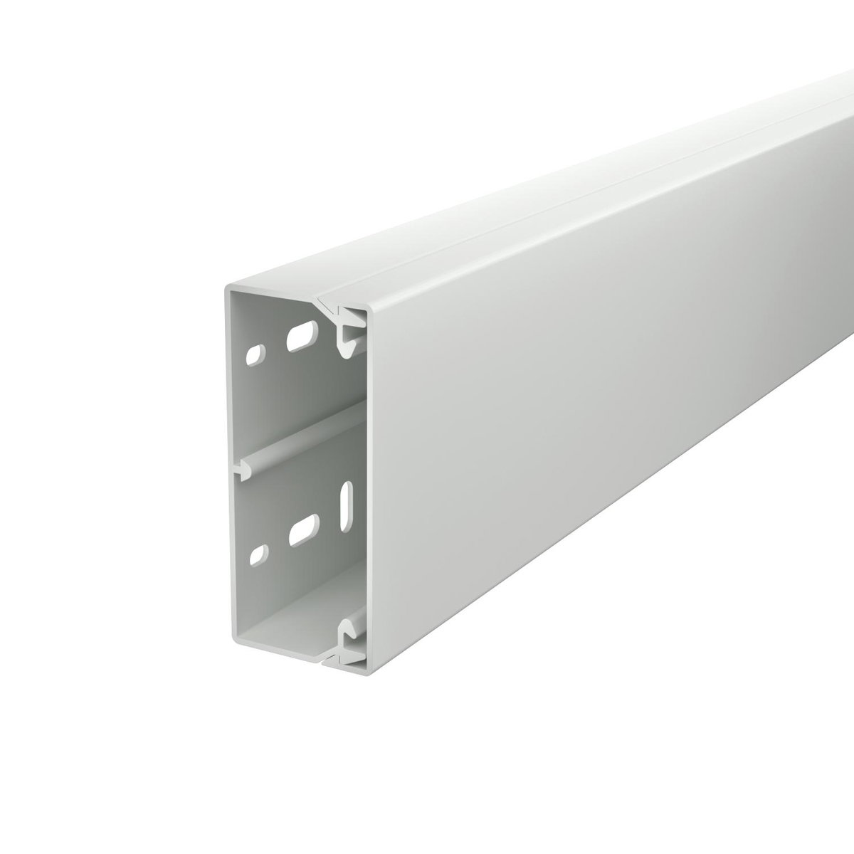Calha com base perfurada 40x90x2000 Policloreto de vinilo cinzento claro RAL 7035