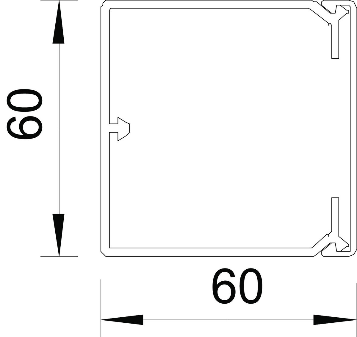 Calha com base perfurada 60x60x2000 Policloreto de vinilo cinzento claro RAL 7035 – Imagem 2 de 3