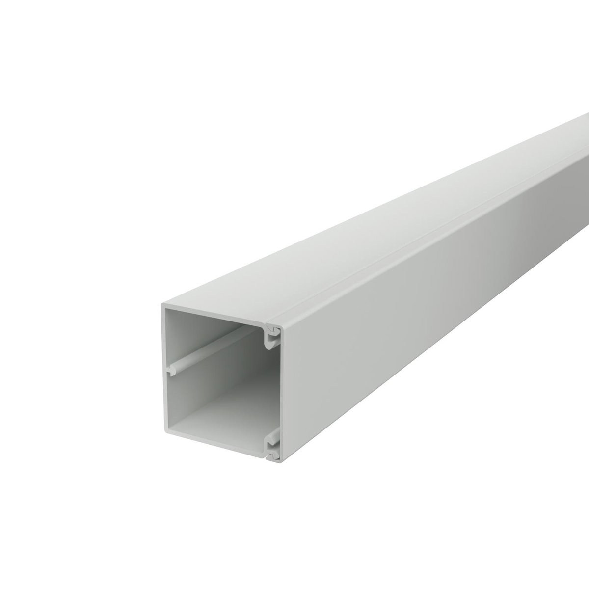 Calha com base perfurada 60x60x2000 Policloreto de vinilo cinzento claro RAL 7035