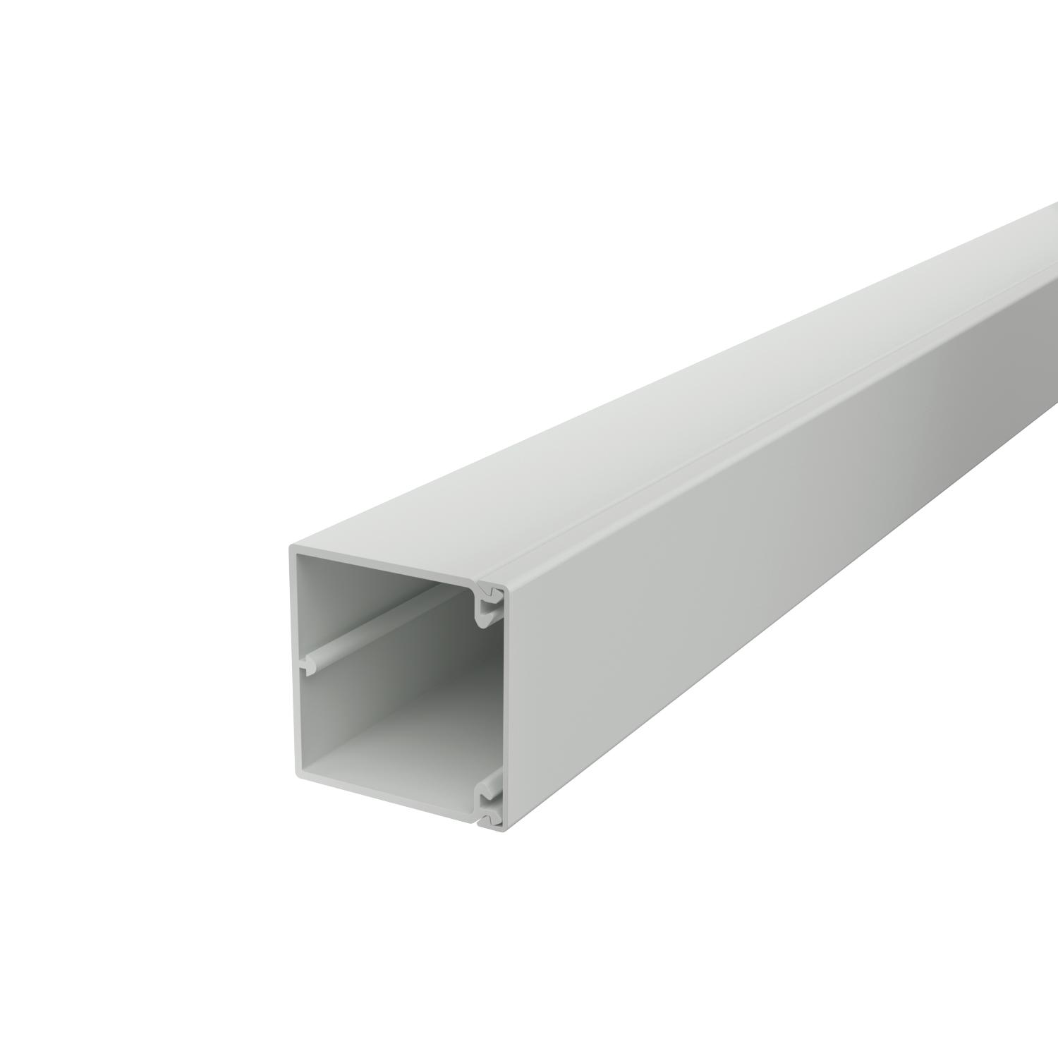 Calha com base perfurada 60x60x2000 Policloreto de vinilo cinzento claro RAL 7035