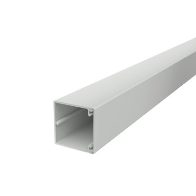 Calha com base perfurada 60x60x2000 Policloreto de vinilo cinzento claro RAL 7035
