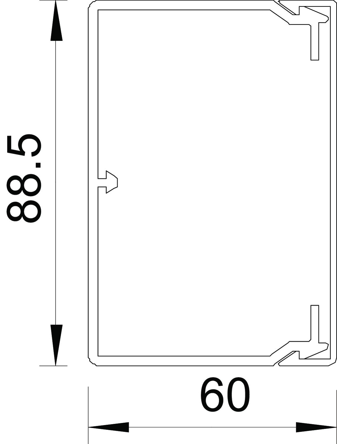 Calha com base perfurada 60x90x2000 Policloreto de vinilo cinzento claro RAL 7035 – Imagem 2 de 3