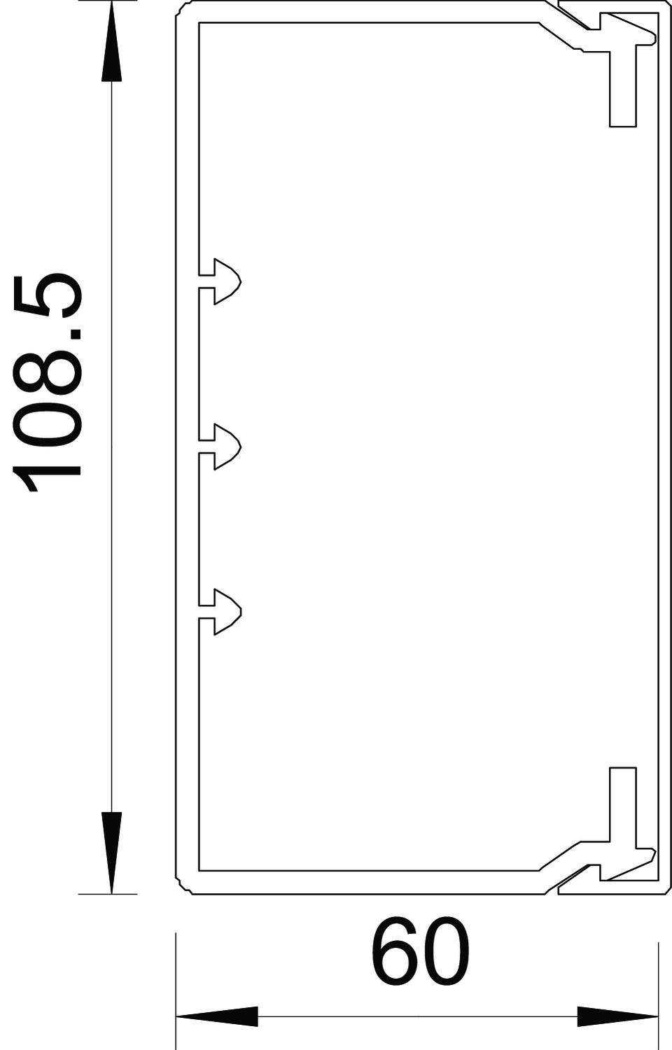 Calha com base perfurada 60x110x2000 Policloreto de vinilo cinzento claro RAL 7035 – Imagem 2 de 3