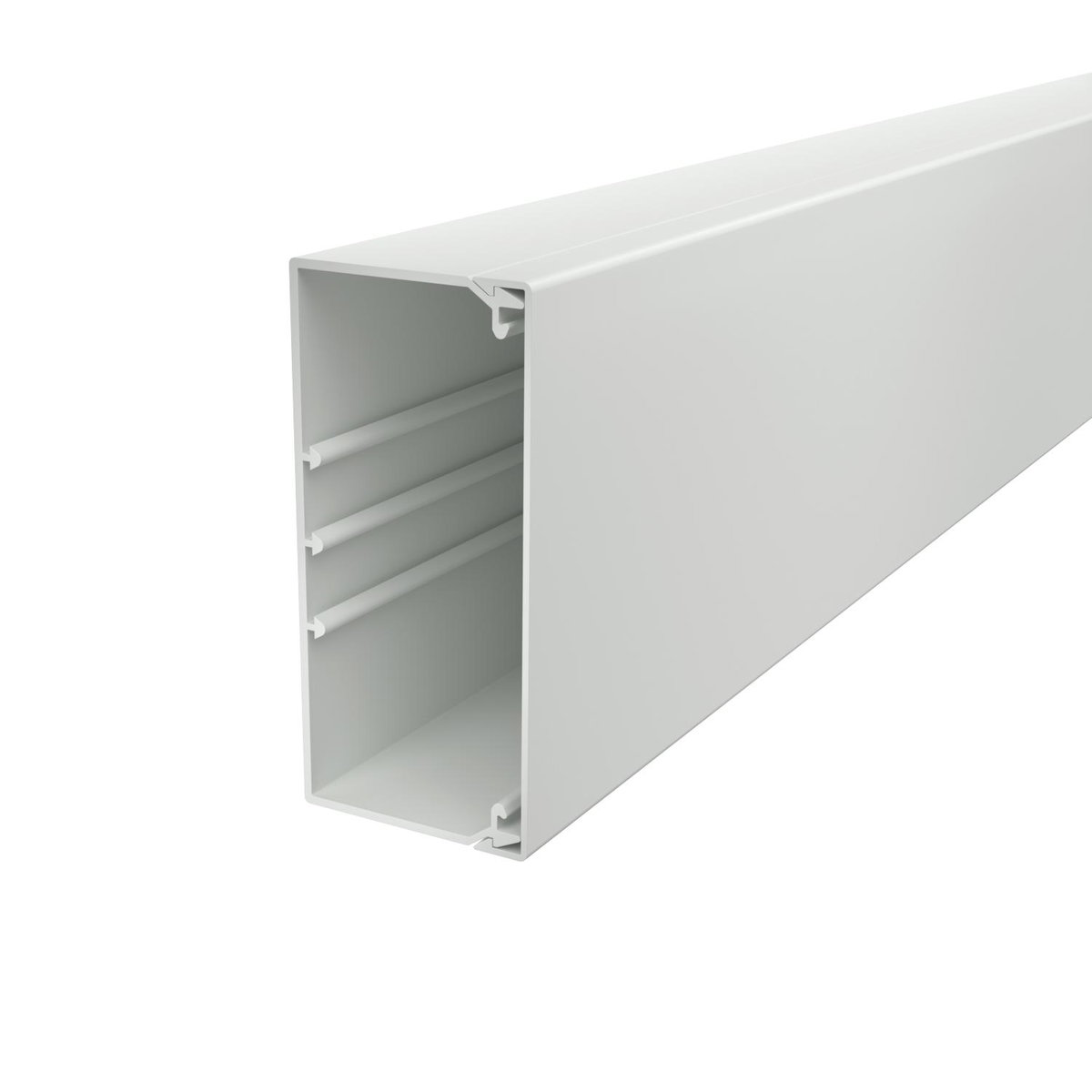 Calha com base perfurada 60x130x2000 Policloreto de vinilo cinzento claro RAL 7035