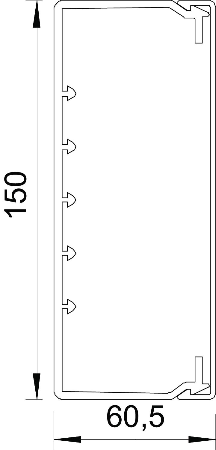 Calha com base perfurada 60x150x2000 Policloreto de vinilo cinzento claro RAL 7035 – Imagem 2 de 3