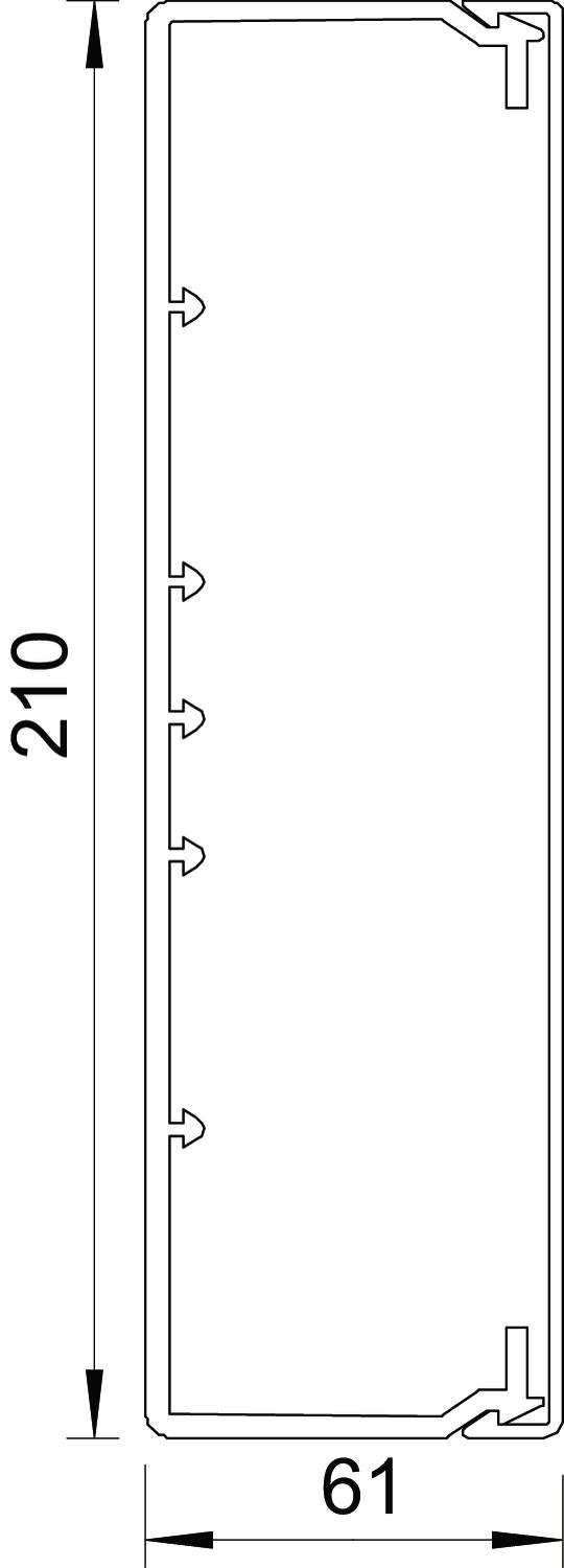 Calha com base perfurada 60x210x2000 Policloreto de vinilo cinzento claro RAL 7035 – Imagem 2 de 3