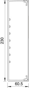 Calha com base perfurada 60x230x2000 Policloreto de vinilo cinzento claro RAL 7035