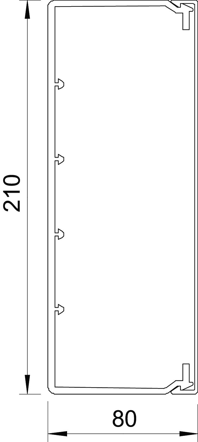 Calha com base perfurada 80x210x2000 Policloreto de vinilo cinzento claro RAL 7035 – Imagem 2 de 3