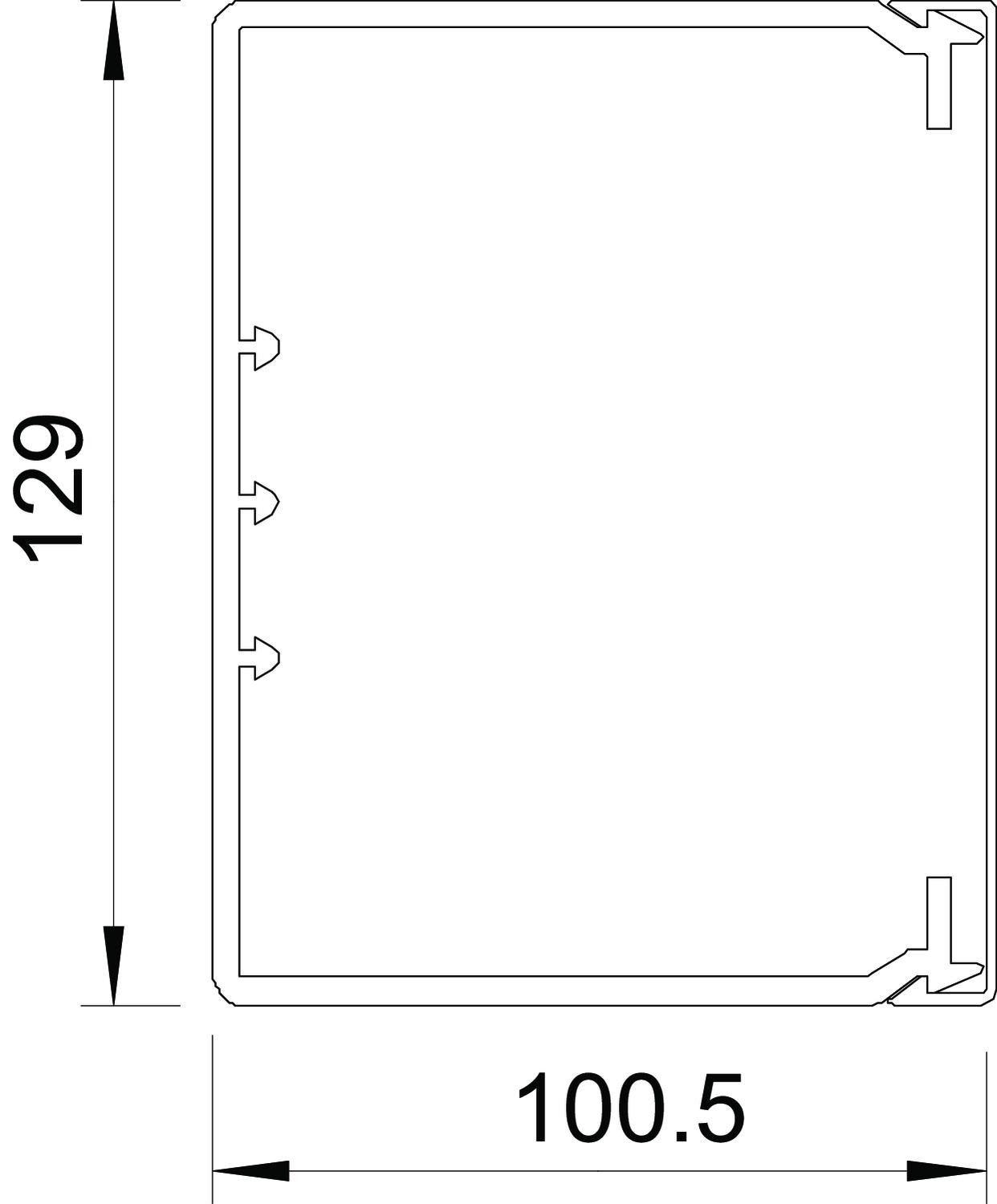 Calha com base perfurada 100x130x2000 Policloreto de vinilo cinzento claro RAL 7035 – Imagem 2 de 3
